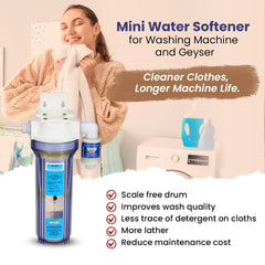 Mini water softener for washing machine and Gyser