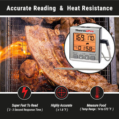 ThermoPro TP16S Digital Single-Probe Meat Thermometer with Smart Kitchen Timer & Backlight