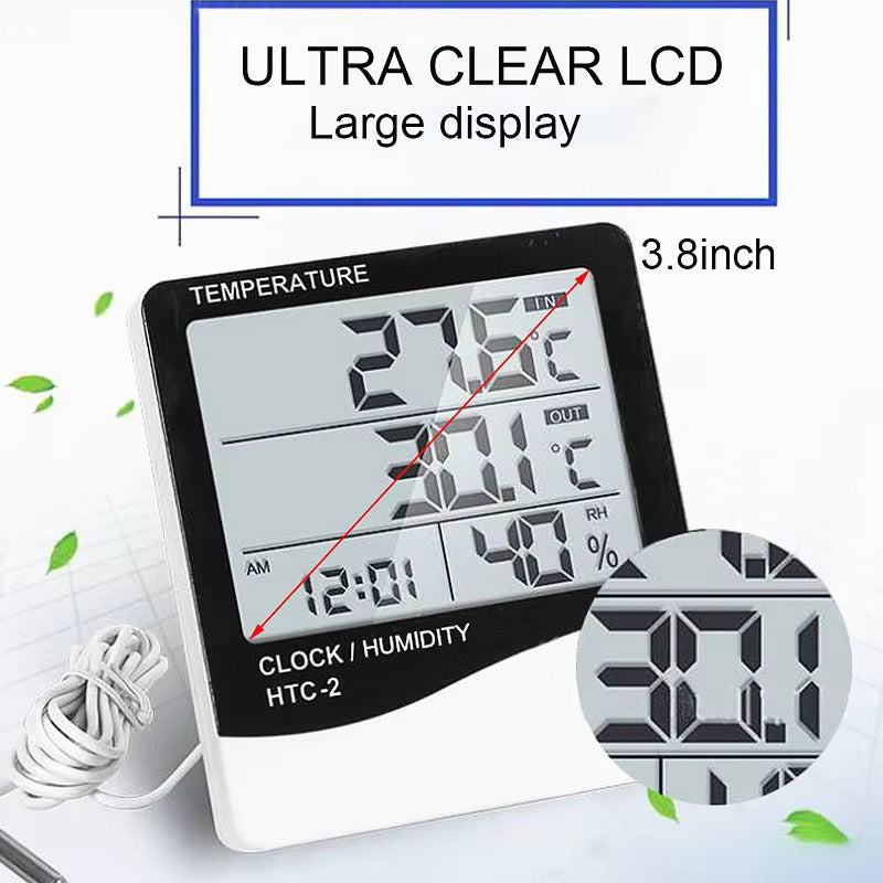 Compact Hygrometer HTC2 device with clear humidity and temperature display