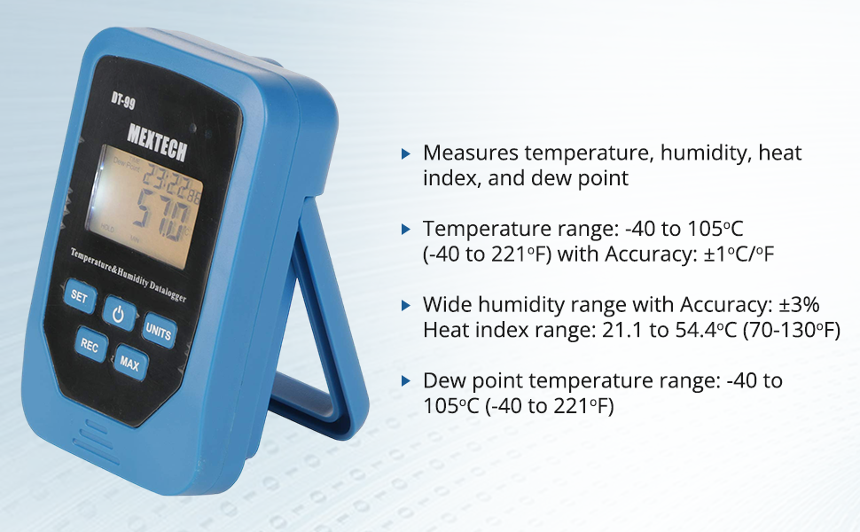 Mextech DT99 Digital Temperature Humidity Data Logger