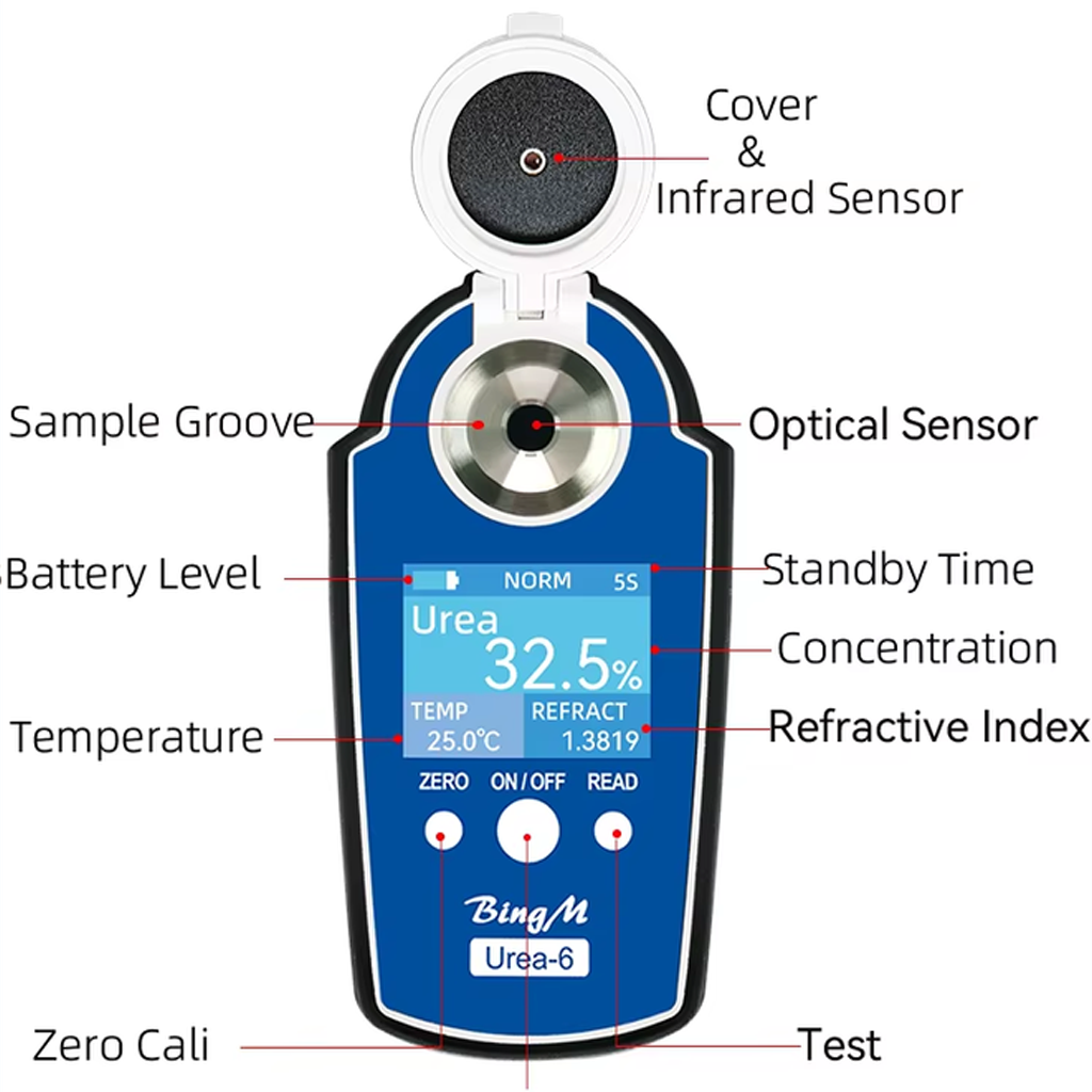 0–58% Brix range handheld refractometer for liquid analysis