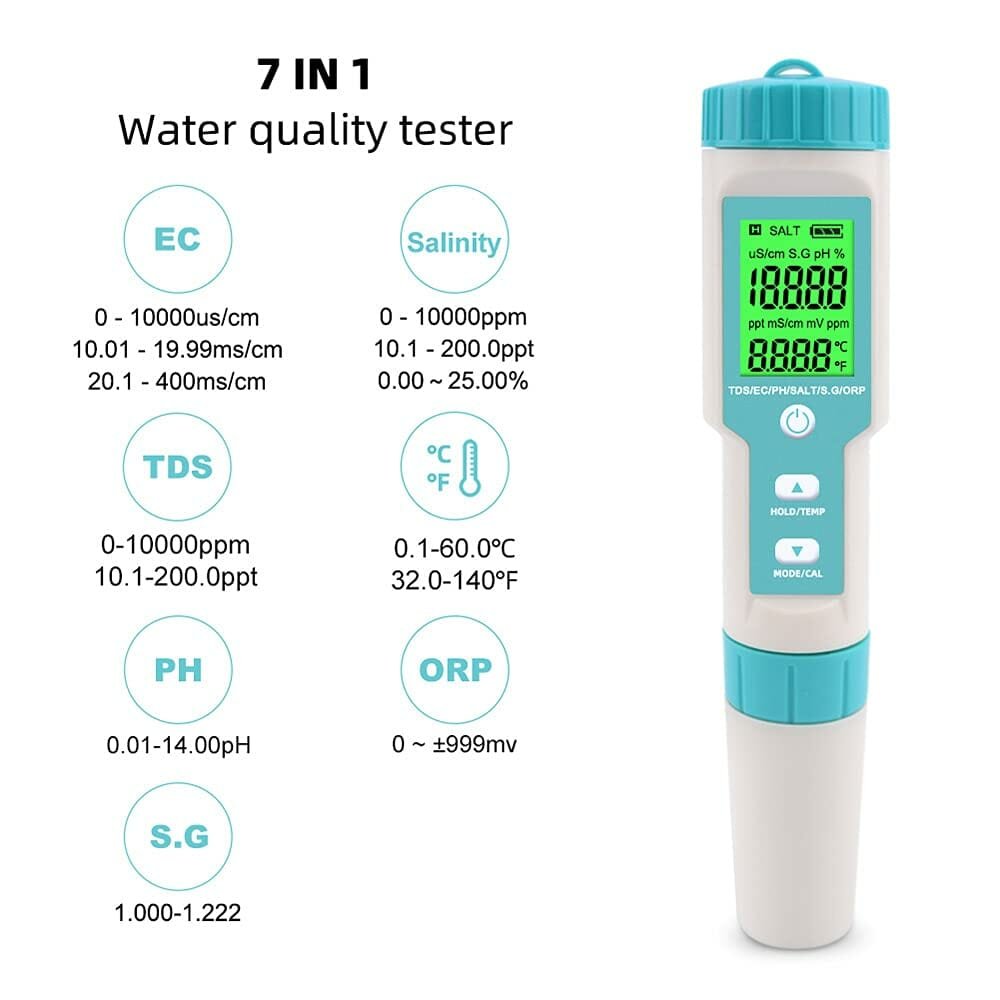 7 in 1 Multi-Parameter Pocket Water Quality Tester