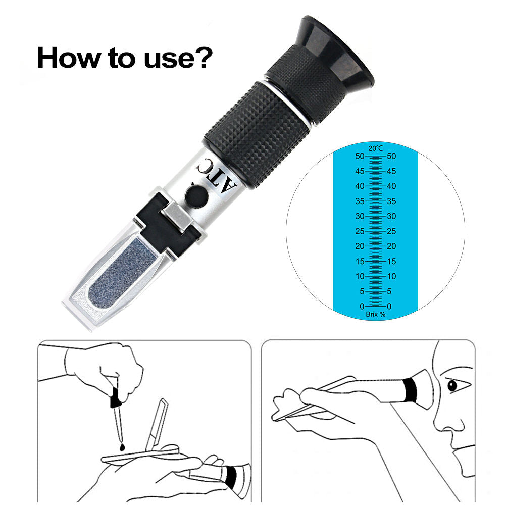 Accustar Handheld Brix Refractometer 0-50%  with ATC how to use 