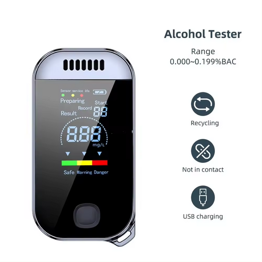 Digital Alcohol Detector USB Rechargeable Breathalyzer LED