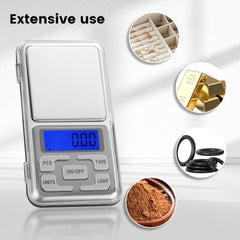 Compact precision weighing balance with stainless steel platform and protective flip cover