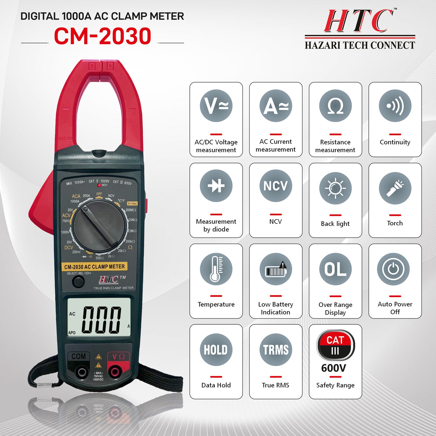 HTC Digital AC Clamp Meter CM-2030