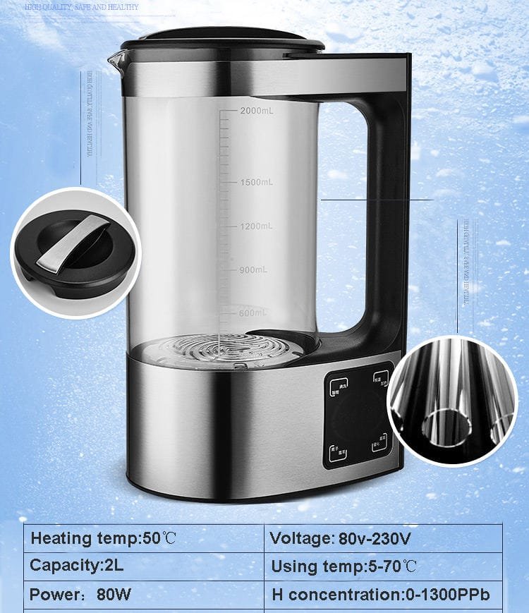 Hydrogen Water Pitcher 2L- Electrolysis Ionizer H2 rich water