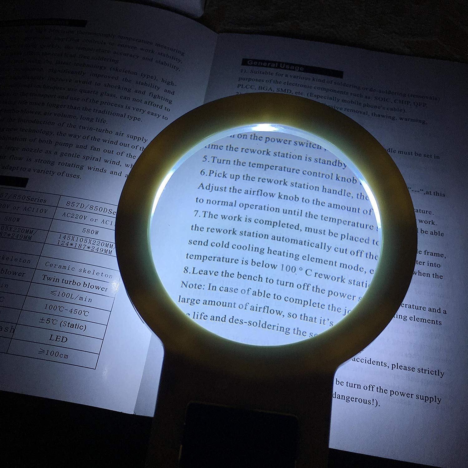 Handheld Magnifier Glass with 10 LED Lightfor Reading - 5X