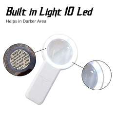 Handheld Magnifier Glass with 10 LED Lightfor Reading - 5X