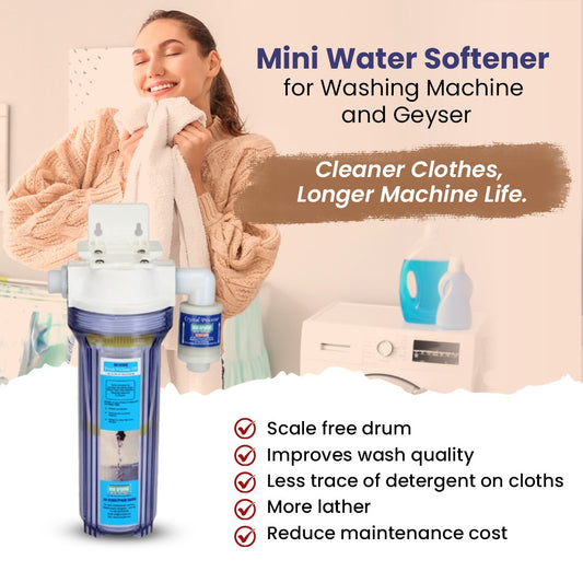 Mini water softener for washing machine and Gyser