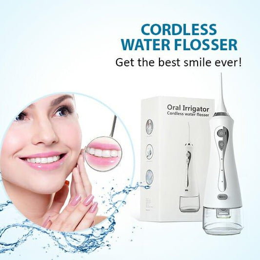 The Cordless Water Flosser in use for effective plaque removal between teeth and along the gum line