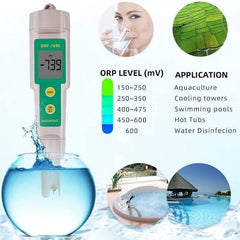 ORP Meter 169E being used to test swimming pool water quality for chlorine disinfection effectiveness