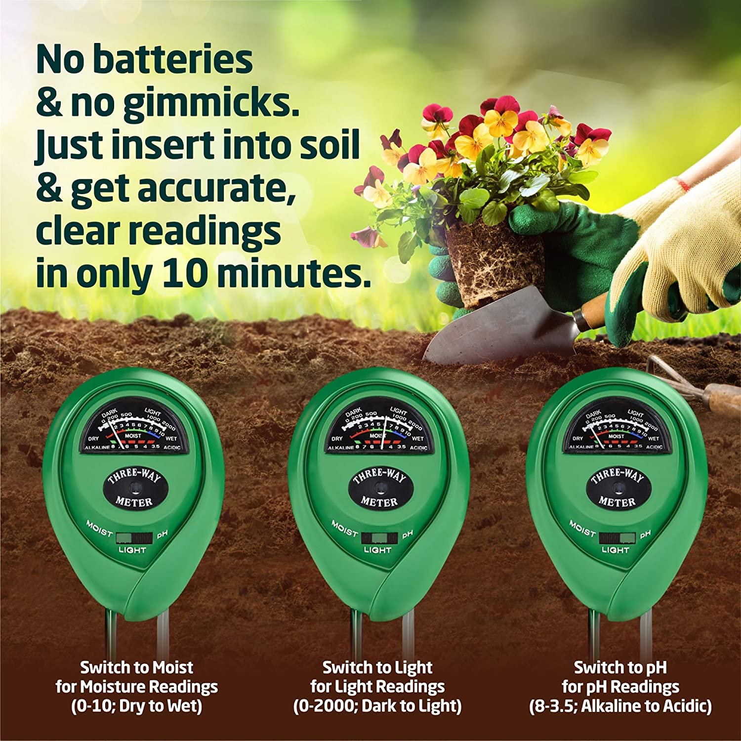 Master Gardening with the Three-Way Soil Meter - Soil pH Tester